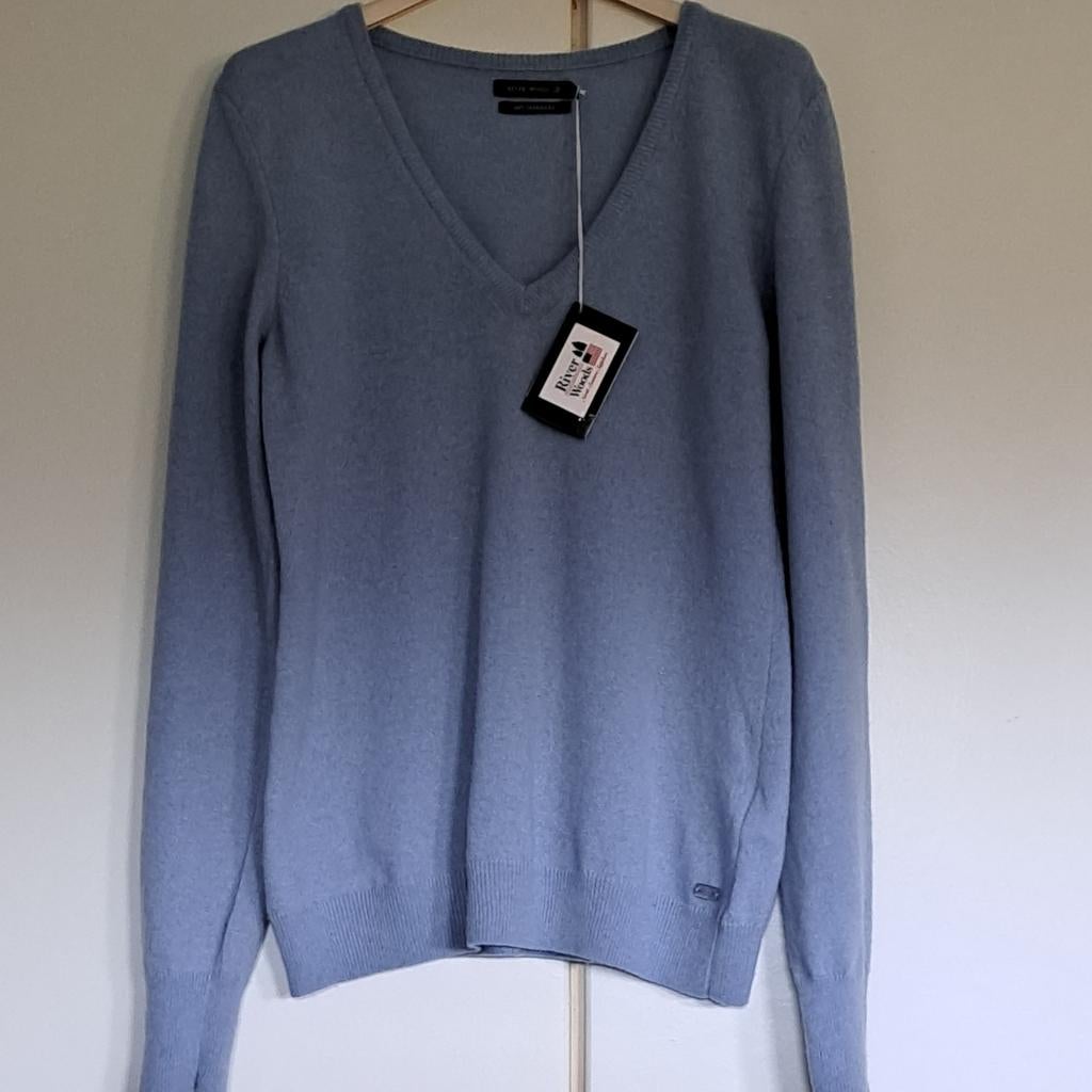 Riverwoods 100 % cashmere trui 38 Nieuw, Maat 38/40 (M), Blauw, Nieuw, Ophalen of Verzenden