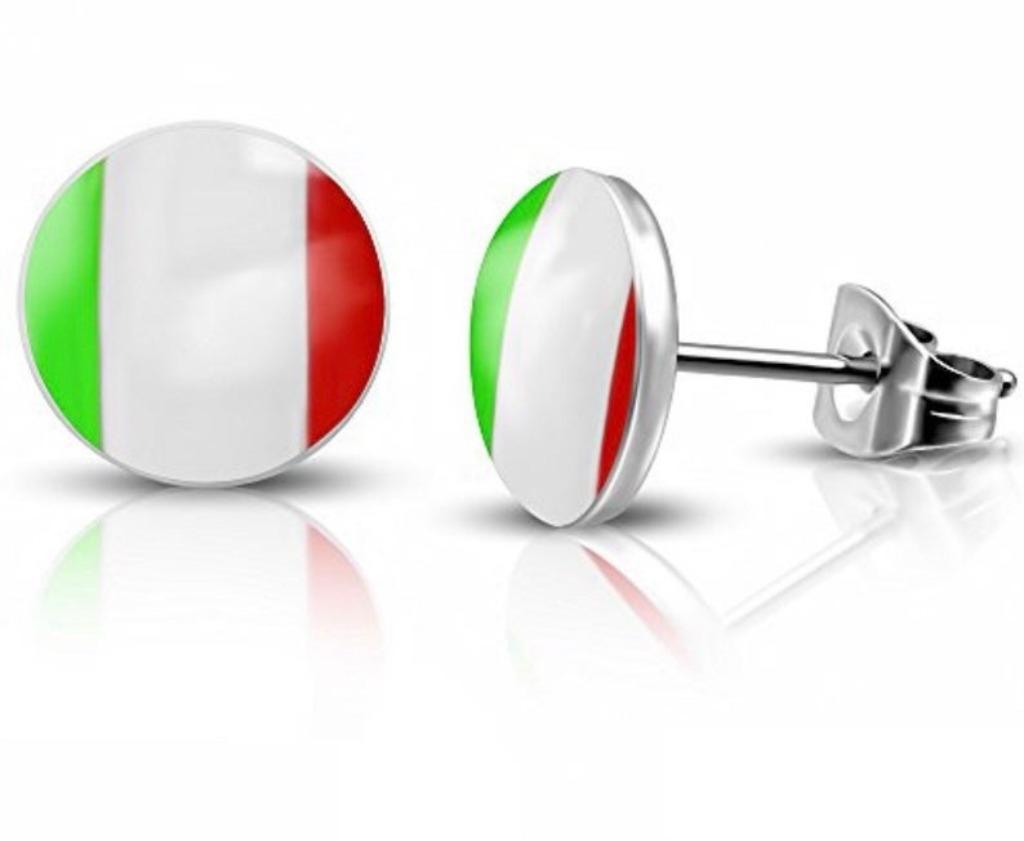 Boucles d'oreilles acier inoxydable drapeau Italie / Italie, Enlèvement ou Envoi, Neuf, Puces ou Clous