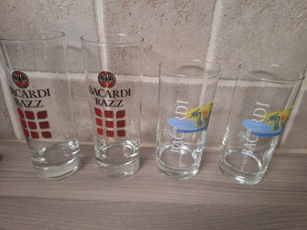 4 vintage bacardi glazen, Verzamelen, Ophalen of Verzenden