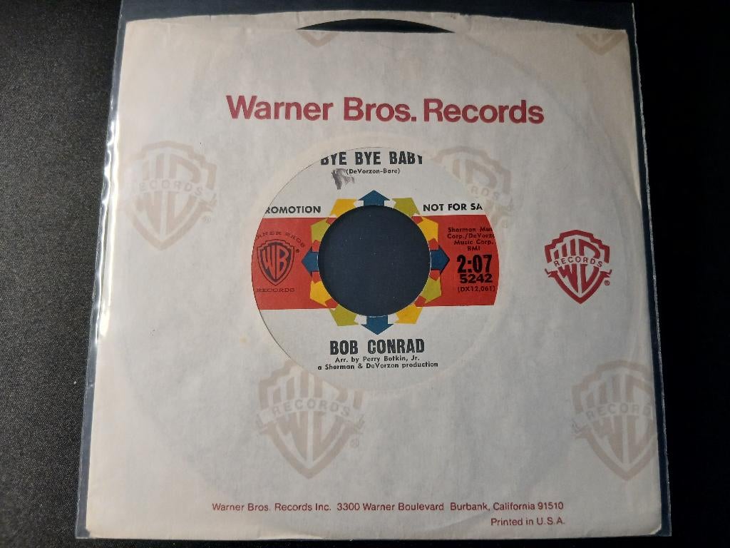 Bob Conrad - Bye Bye Baby / Love You ''Popcorn - Promo ", 7 inch, Single, Ophalen of Verzenden, Zo goed als nieuw