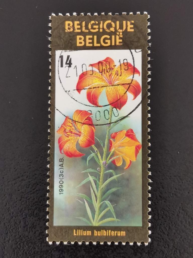 Belgique 1990 - fleurs - Lis orange, Enlèvement ou Envoi, Affranchi, Autre