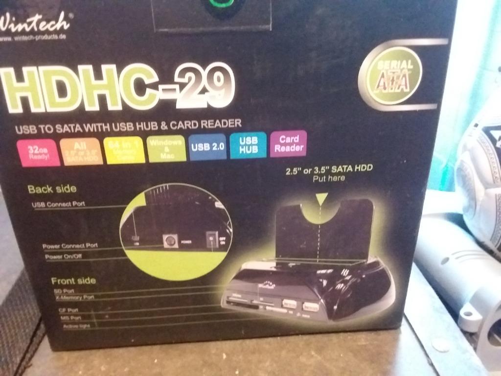 Wintech HDHC-29  USB to SATA with USB hub & card reader, Computers en Software, Geheugenkaartlezers, Ophalen of Verzenden, Nieuw