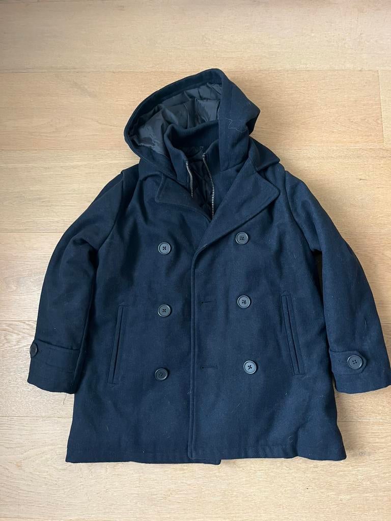 Winterjas kind donkerblauw maat 134, Ophalen, Zo goed als nieuw, Blauw