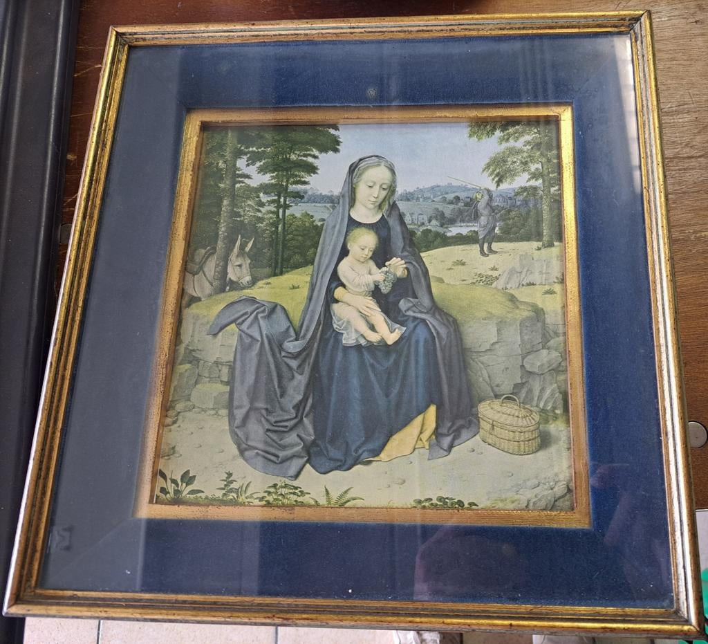 Reproductie rust tijdens de vlucht uit Egypte van Gérard Dav, Antiek en Kunst, Kunst | Schilderijen | Klassiek, Ophalen of Verzenden