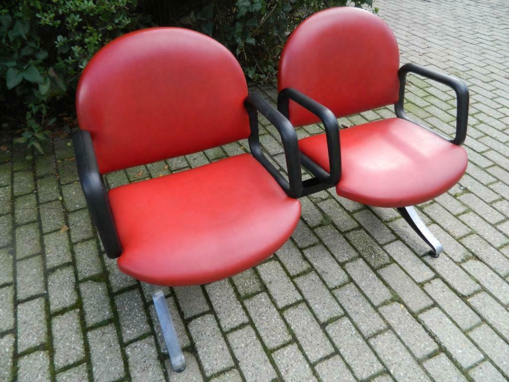 Unieke rood lederen tweezits designstoel, Huis en Inrichting, Ophalen, Leer, Design, Zo goed als nieuw
