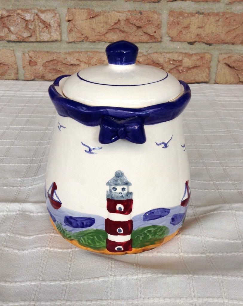 Vintage keramische voorraadpot zeedecor ¾ l, Ophalen of Verzenden