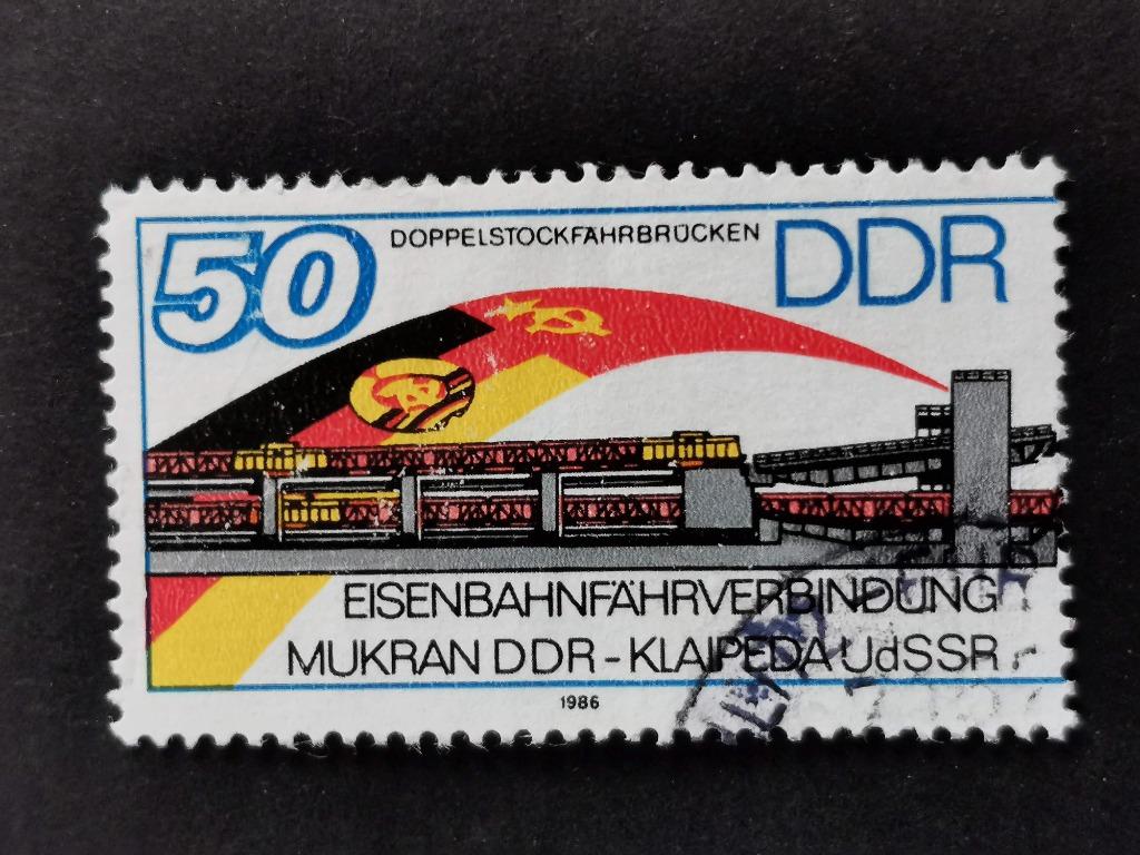 DDR 1986 - chemins de fer, trains, drapeau RDA et USSR, Enlèvement ou Envoi, RDA, Affranchi