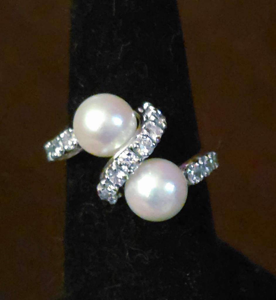 Exclusieve massieve gouden ring met parels,diamanten 0,52kt, Ophalen of Verzenden, Zo goed als nieuw, Met edelsteen, Dame