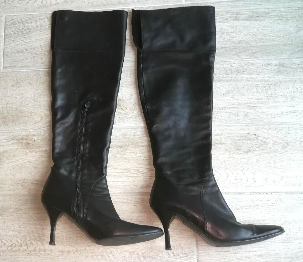 Zwarte lederen hoge laarzen - Frida - maat 40, Kleding | Dames, Schoenen, Hoge laarzen, Frida, Zwart, Ophalen of Verzenden