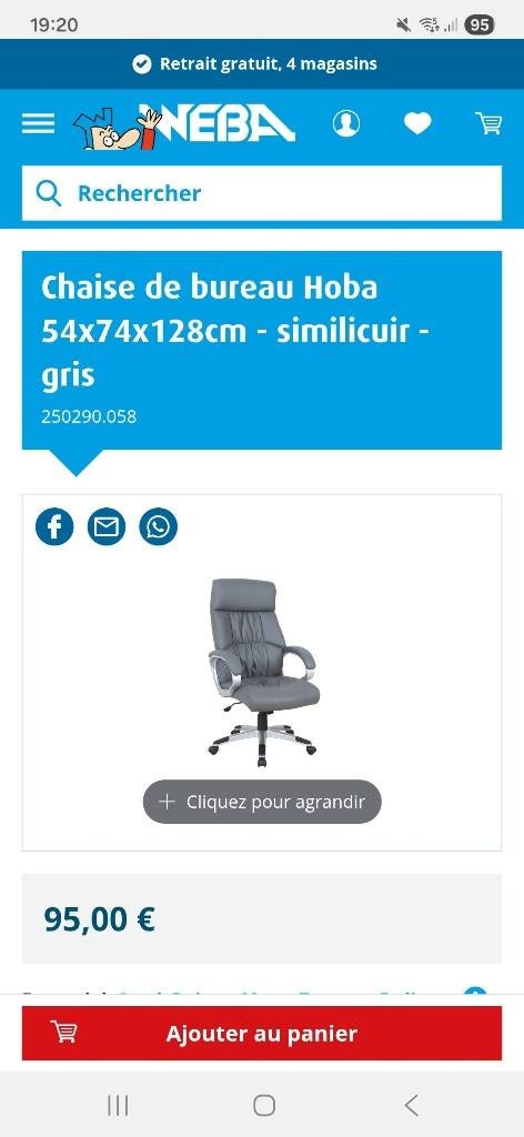 chaise de bureaux, Maison & Meubles, Enlèvement, Neuf, Gris, Chaise de bureau