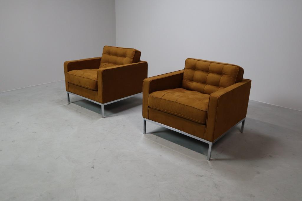 Pair of Florence Knoll lounge chairs for Knoll International, Antiek en Kunst, Antiek | Meubels | Stoelen en Sofa's, Ophalen
