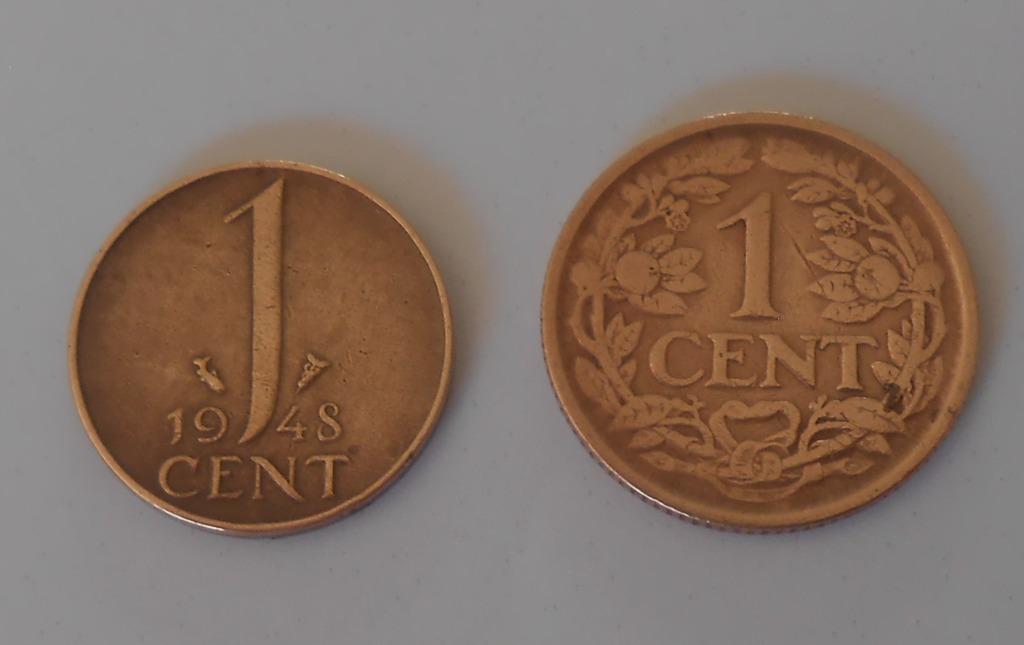 Hollande - 1 cent 1929 - 1 cent 1948 - 0,30 euro la monnaie, Enlèvement ou Envoi, Reine Juliana, 1 centime, Monnaie en vrac