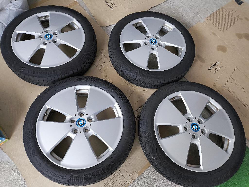 i3 BMW velgen 19" + winterbanden Continental + sensoren, Auto-onderdelen, Banden en Velgen, Gebruikt, 155 mm, Velg(en), Winterbanden