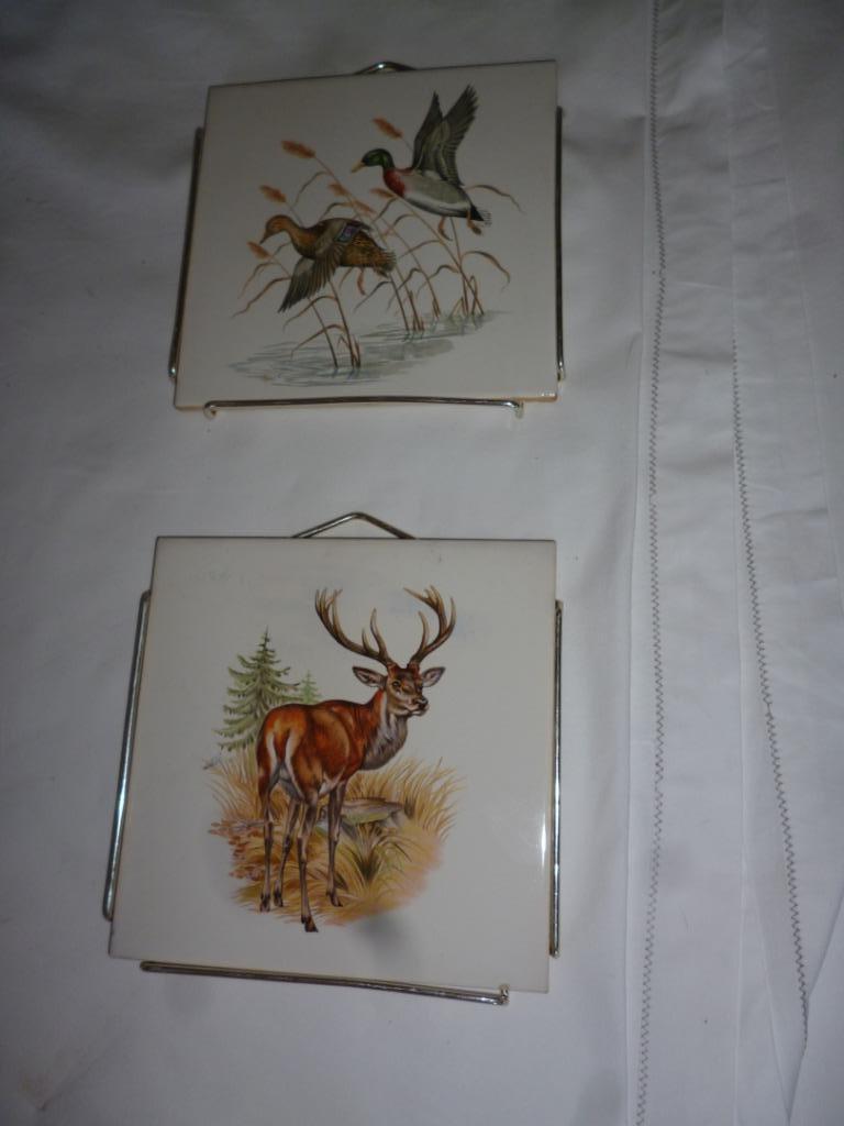 2 tegels in faïence METTLACH wanddecoratie jachttafereel, Antiek en Kunst, Ophalen of Verzenden