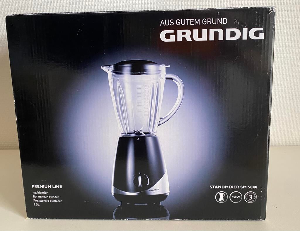 Grundig Blender pulseur 1,5 l noir bol en verre, Electroménager, 1 à 2 litres, Enlèvement ou Envoi, Neuf, Résiste au lave-vaisselle