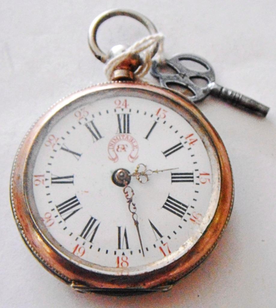 Montre poche à clef en argent galonné INIMITABLE EAF Roskopf, Enlèvement ou Envoi, Utilisé
