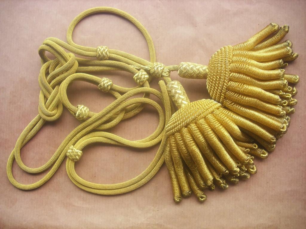 Cordon belge cannetille à gros glands grosses torsades 19ème, Envoi, Armée de terre, Emblème ou Badge