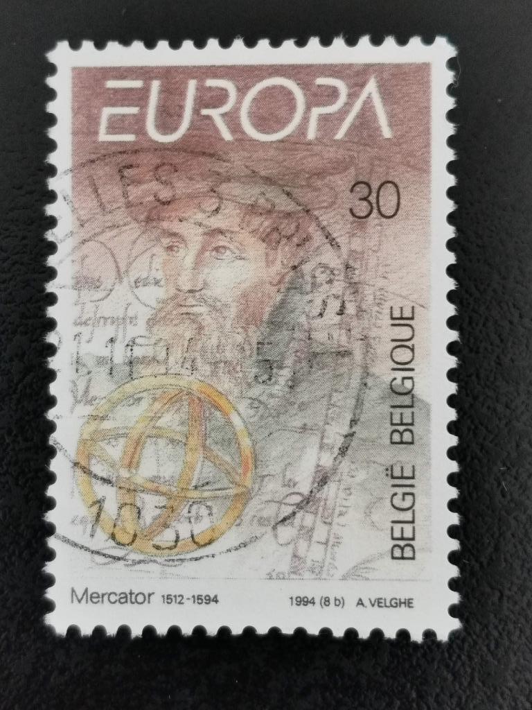 Belgie 1994 - Europa CEPT - Gerard Mercator, Postzegels en Munten, Postzegels | Europa | België, Ophalen of Verzenden, Gestempeld