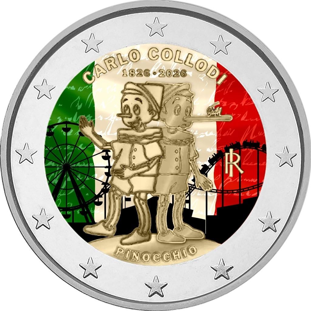 2 euro Italië 2026 Carlo Collodi gekleurd, Ophalen of Verzenden, Italië, 2 euro