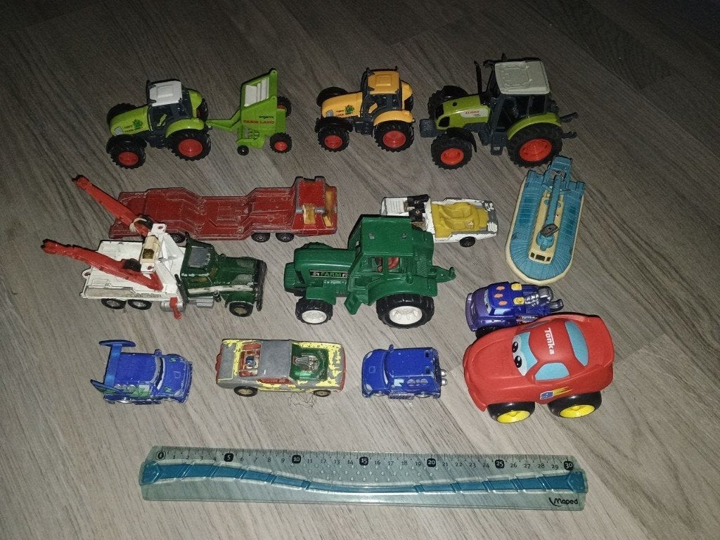 Partij speelgoed tractors, vrachtwagens, auto's, Kinderen en Baby's, Ophalen, Gebruikt