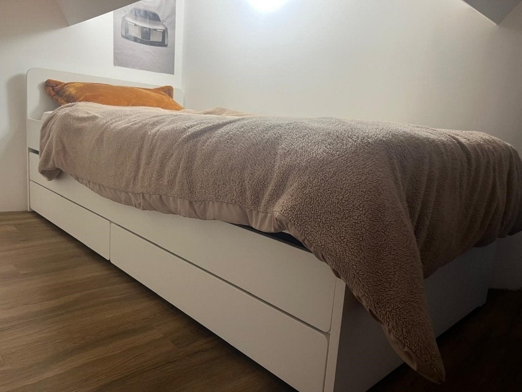 Lit enfant Ikea Slakt - Double + rangement, 90 cm, Enlèvement ou Envoi, 210 cm, Comme neuf