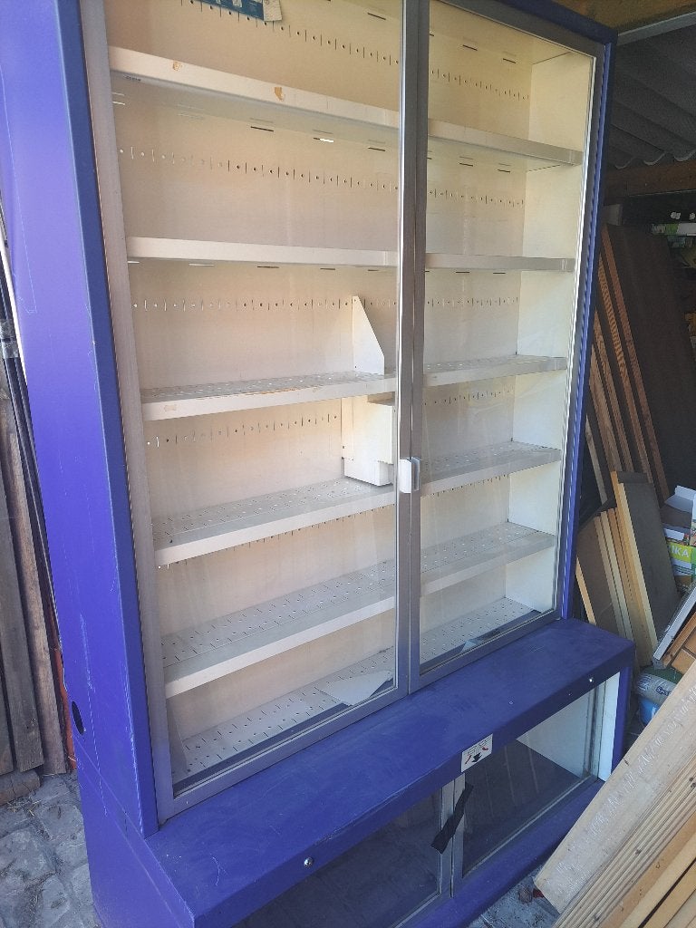 Vitrinekast (Videotheek kasten), Huis en Inrichting, Kasten | Vitrinekasten, Ophalen, 200 cm of meer, 150 tot 200 cm, Glas