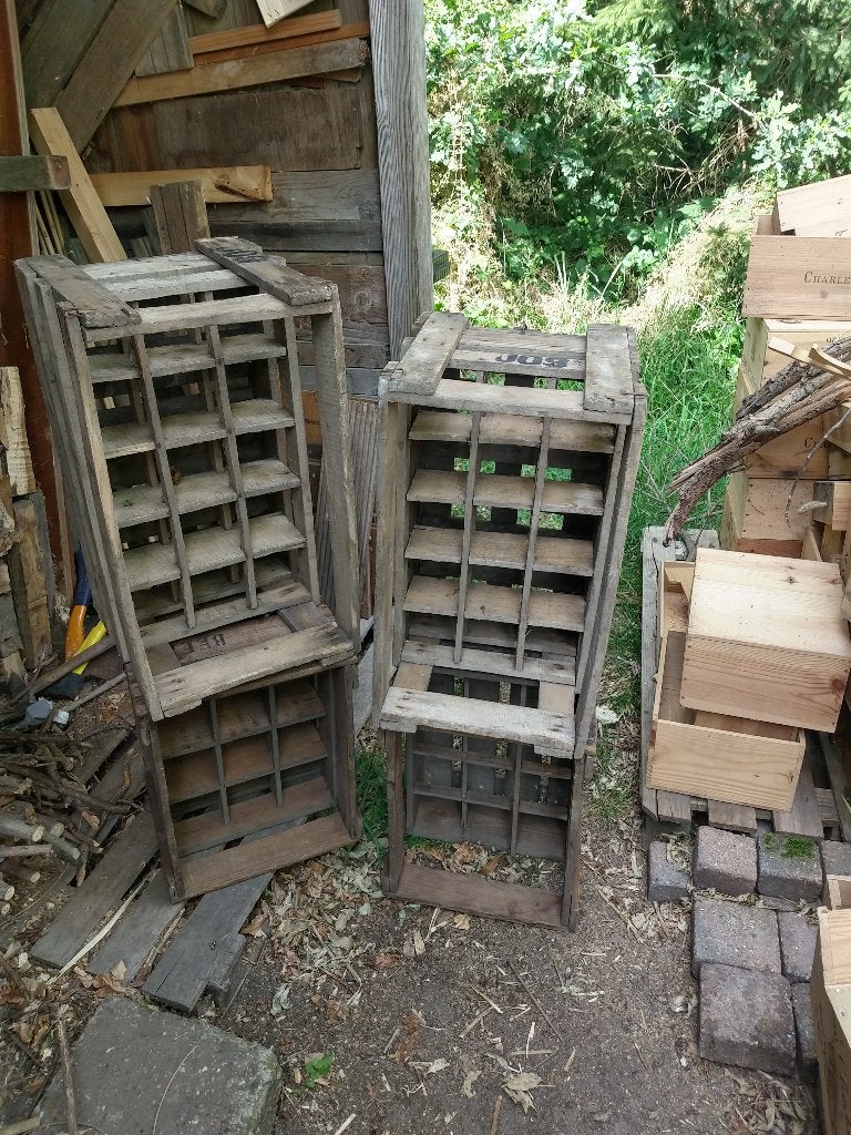 4 oude houten bierkratten, 50 à 100 cm, Enlèvement, Utilisé, Chêne