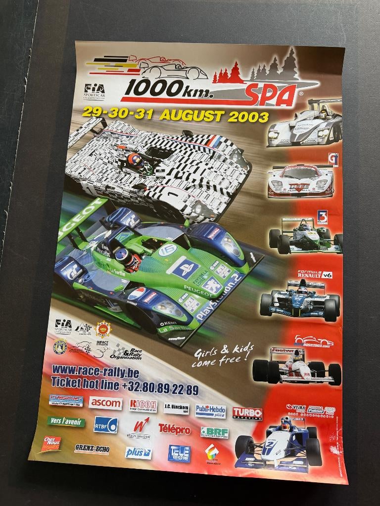 affiche 1000 KM Spa circuit Francorchamps 2003, Enlèvement ou Envoi, Voitures