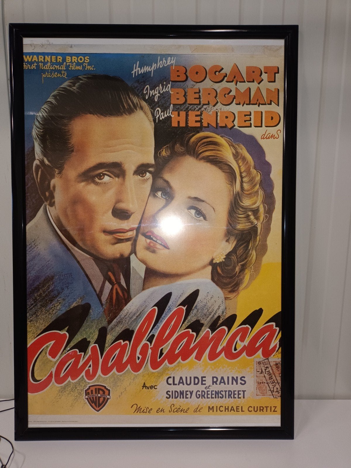 Reproductie Filmposter Casablanca in Vintage Verlichte Kader, Collections, Posters & Affiches, Enlèvement