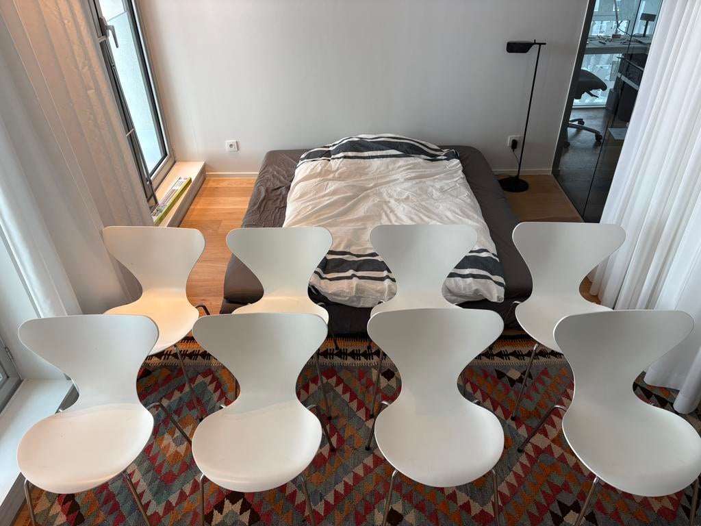 Vintage Fritz Hansen Vlinderstoelen, 8 stuks, Vinyage vlinderstoel, Enlèvement, Cinq, Six Chaises ou plus, Utilisé