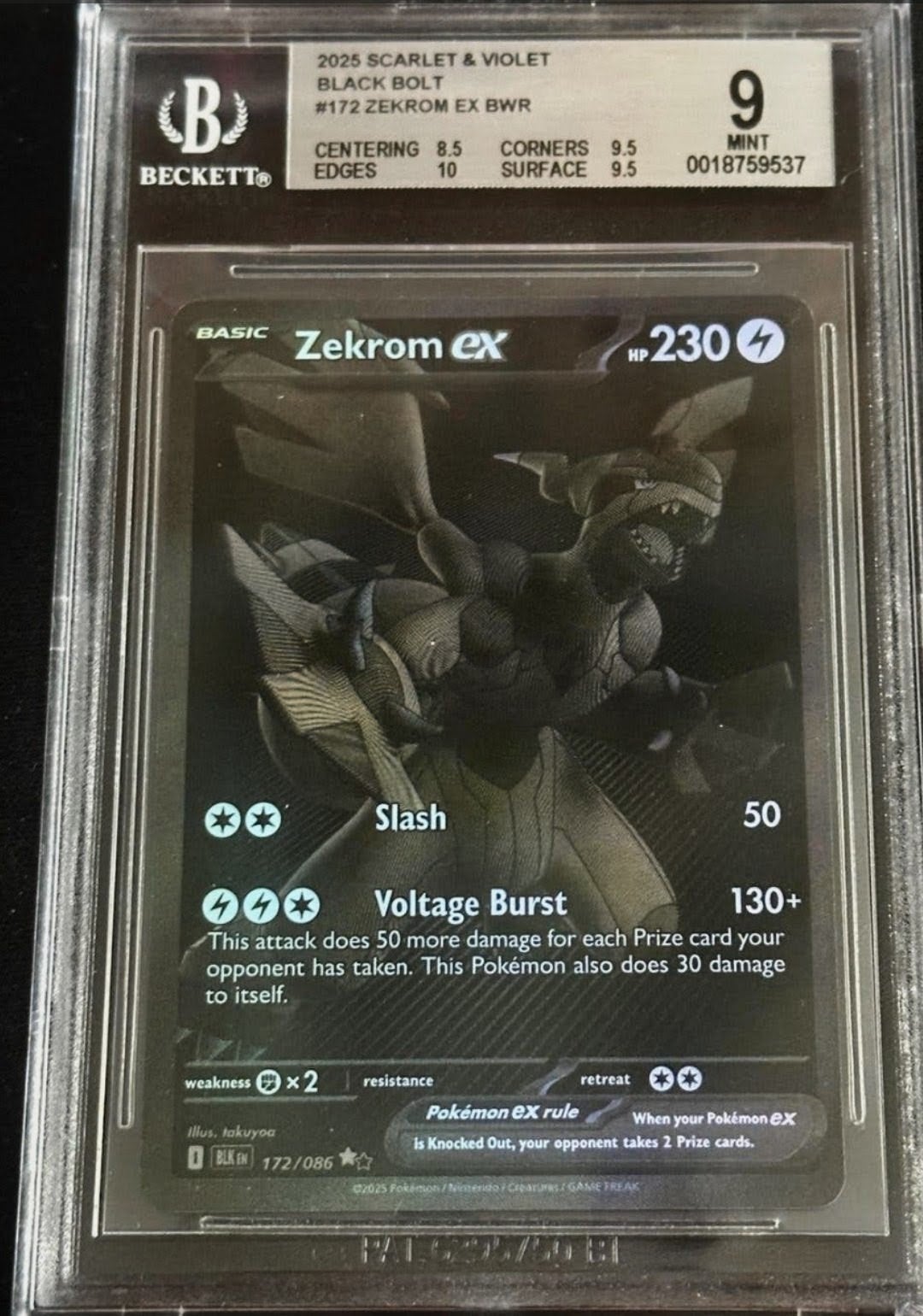 Zekrom EX Black Bolt 172/086, Ophalen of Verzenden, Nieuw, Losse kaart, Foil