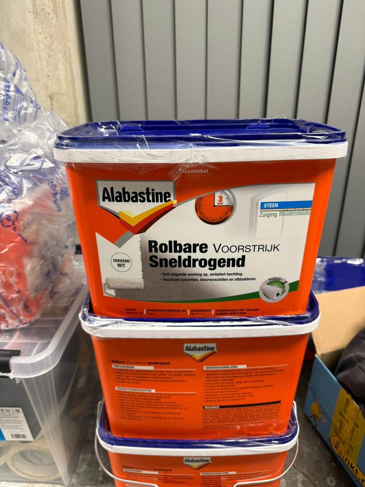Apprêt à l'alabastine sur couleur. 5 seaux, achat récent., Bricolage & Construction, Peinture, Vernis & Laque, Neuf, Enlèvement