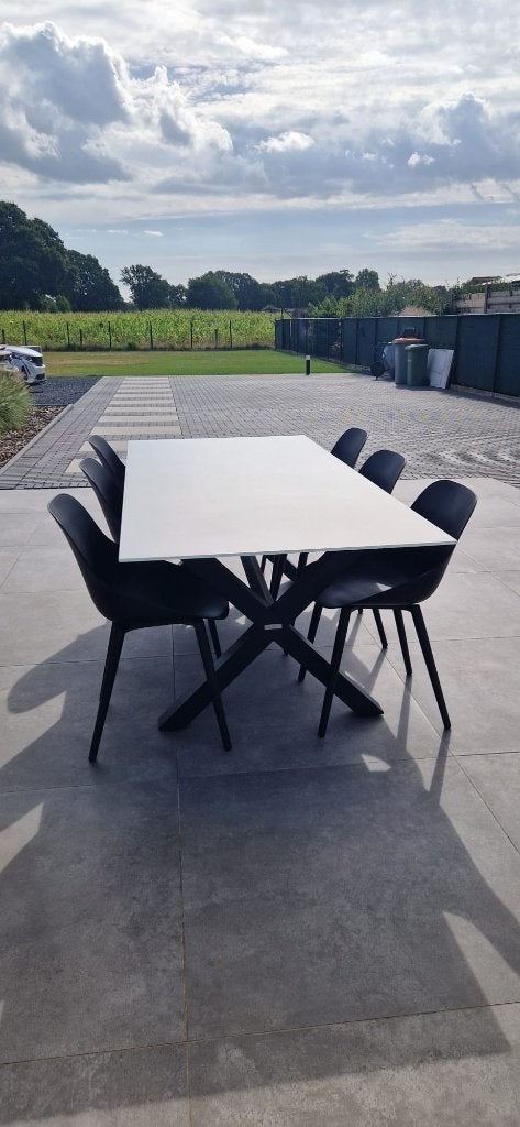 Tuintafel met stoelen, Tuin en Terras, Tuintafels, Ophalen, Zo goed als nieuw, Rechthoekig, Aluminium