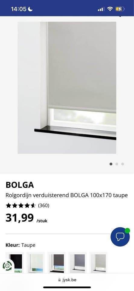 Rolgordijn Bolga Jysk 100-170 cm, Maison & Meubles, Autres marques, Store enrouleur, Enlèvement ou Envoi, Accessoires de montage inclus