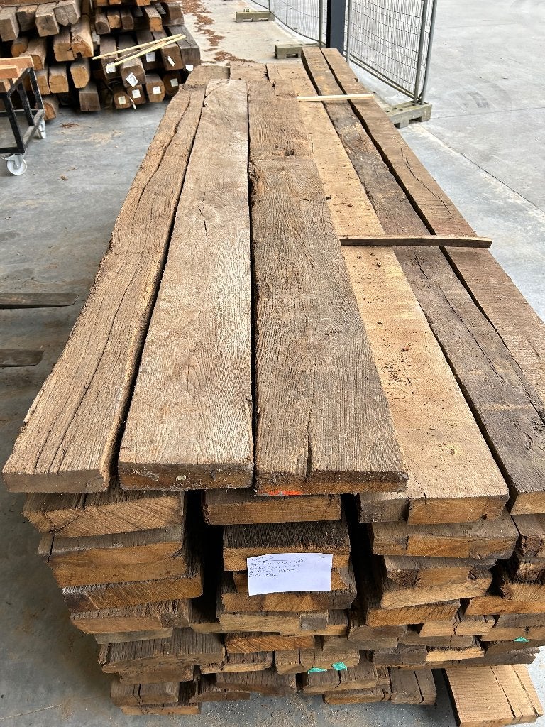 Oude eiken blokwandplanken, Doe-het-zelf en Bouw, Ophalen, Gebruikt, Eiken, 50 mm of meer
