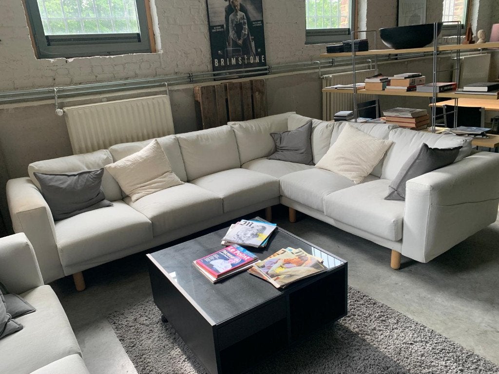 Canapé blanc en angle / witte hoekbank, Moins de 75 cm, Banc d'angle, Enlèvement, Utilisé