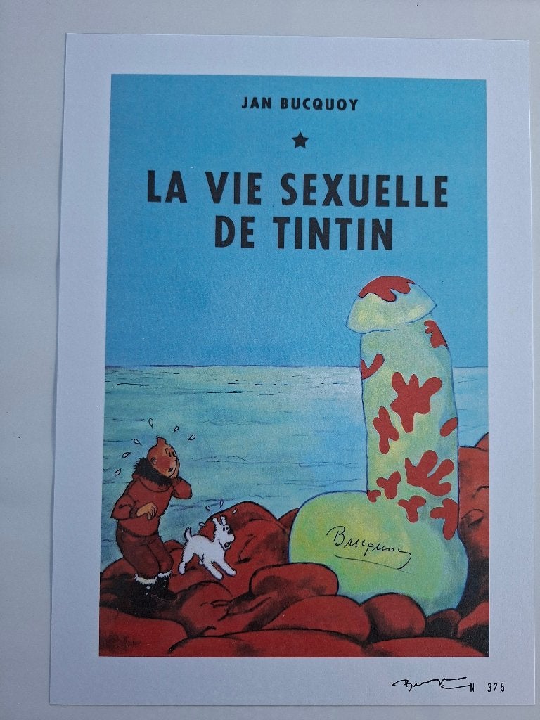 Litho Kuifje, Antiek en Kunst, Kunst | Litho's en Zeefdrukken, Gesigneerd, Ophalen, Personages en Fantasiefiguren, Lithografie