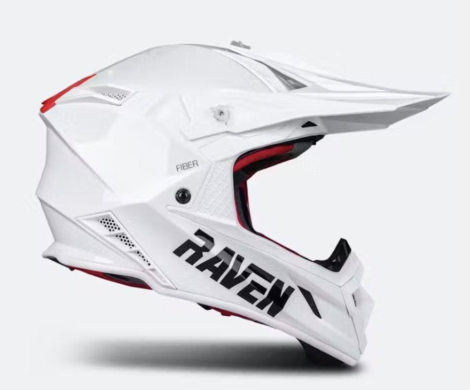 Raven Aspire Evo glanzend wit-rood maat S 55-56cm, Motoren, Overige merken, Offroadhelm, Kinderen, Ophalen of Verzenden