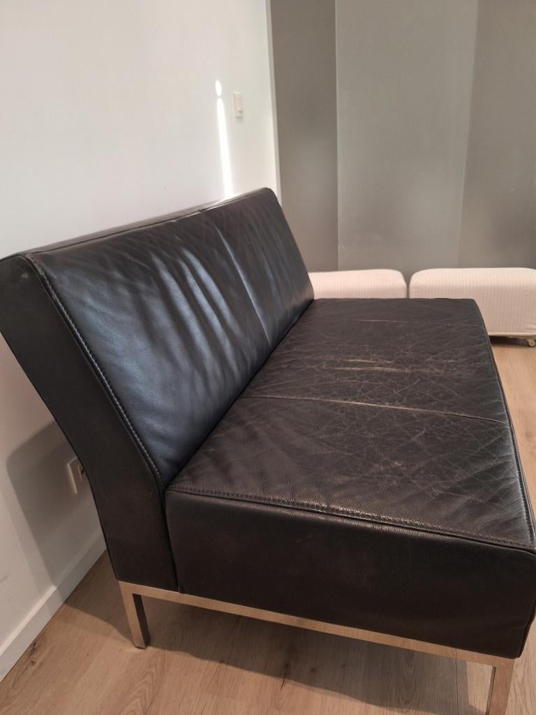zwarte tweezit Jori, Huis en Inrichting, Ophalen, Gebruikt, Modern, Leer