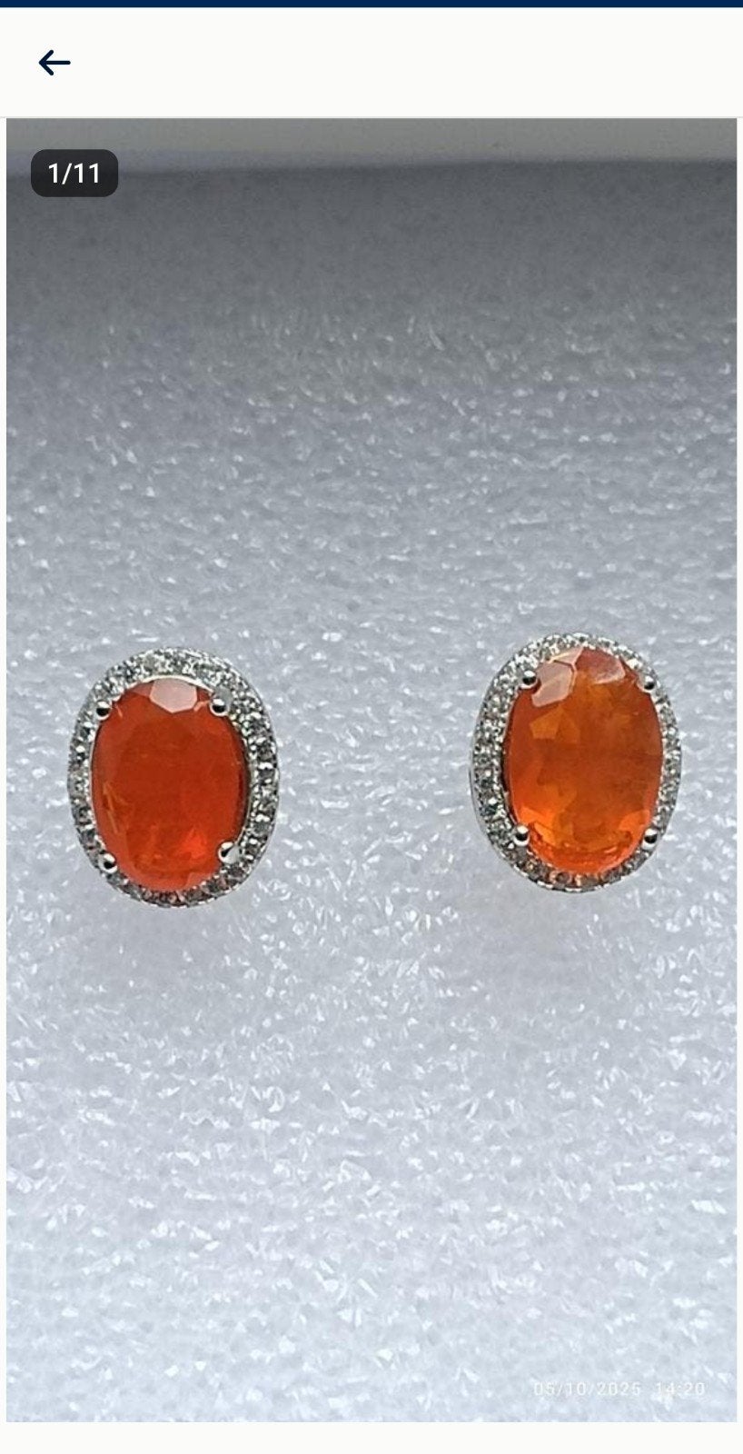 Boucles d'oreilles en argent sterling avec opale de feu Mexi, Enlèvement, Orange, Argent