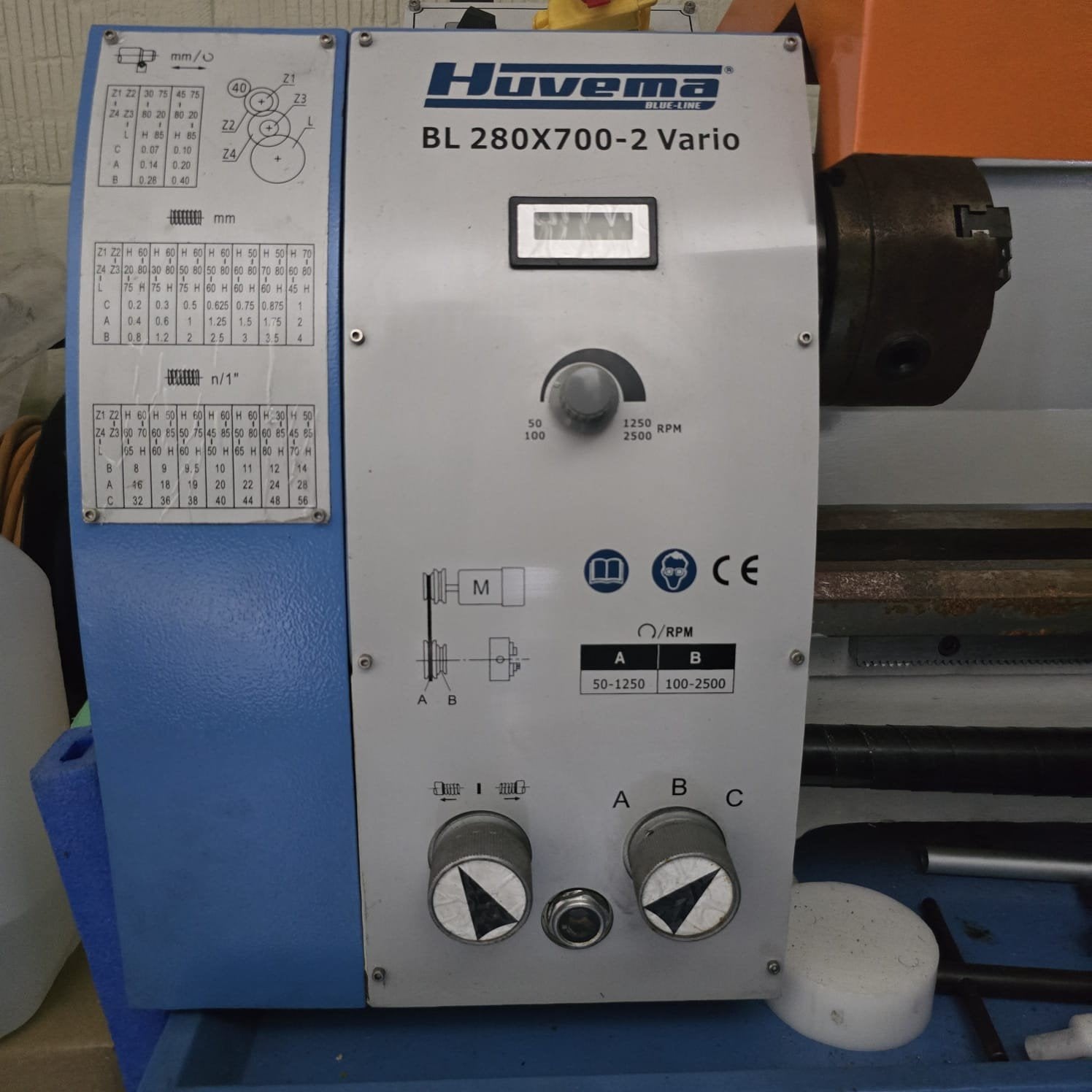 Huvema BL 280x700-2 Vario Metaaldraaibank op Voet (Compleet), Doe-het-zelf en Bouw, Ophalen