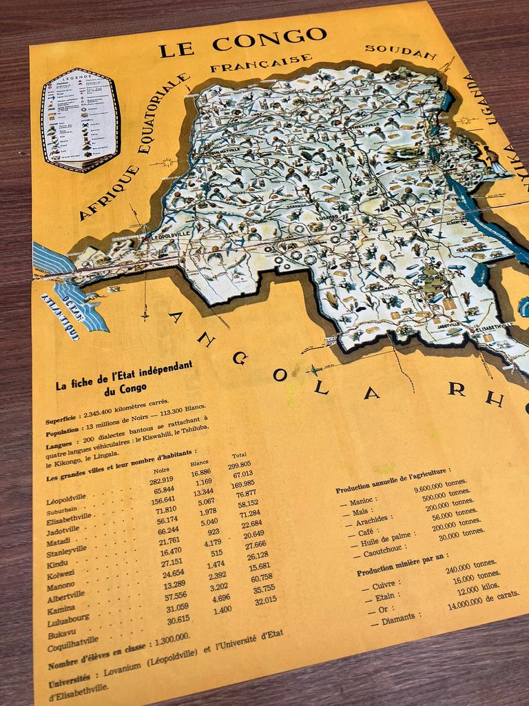Landkaart Belgisch Congo, Ophalen of Verzenden, Zo goed als nieuw, Landkaart