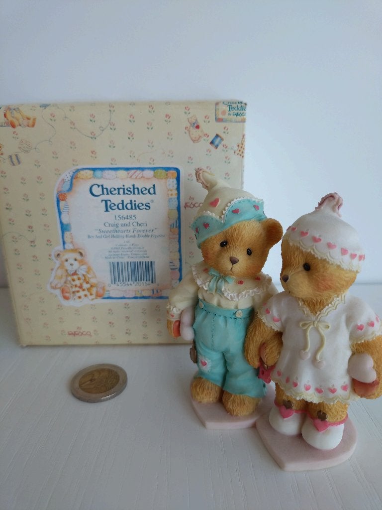 Cherished teddies - Craig and Cheri, Collections, Ours & Peluches, Enlèvement ou Envoi, Comme neuf, Statue, Cherished Teddies