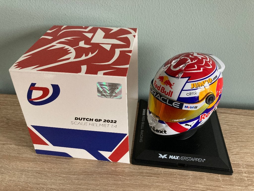 Max Verstappen 1:4 helm Dutch GP 2022 Red Bull Racing RB18, Ophalen of Verzenden, Nieuw, Formule 1