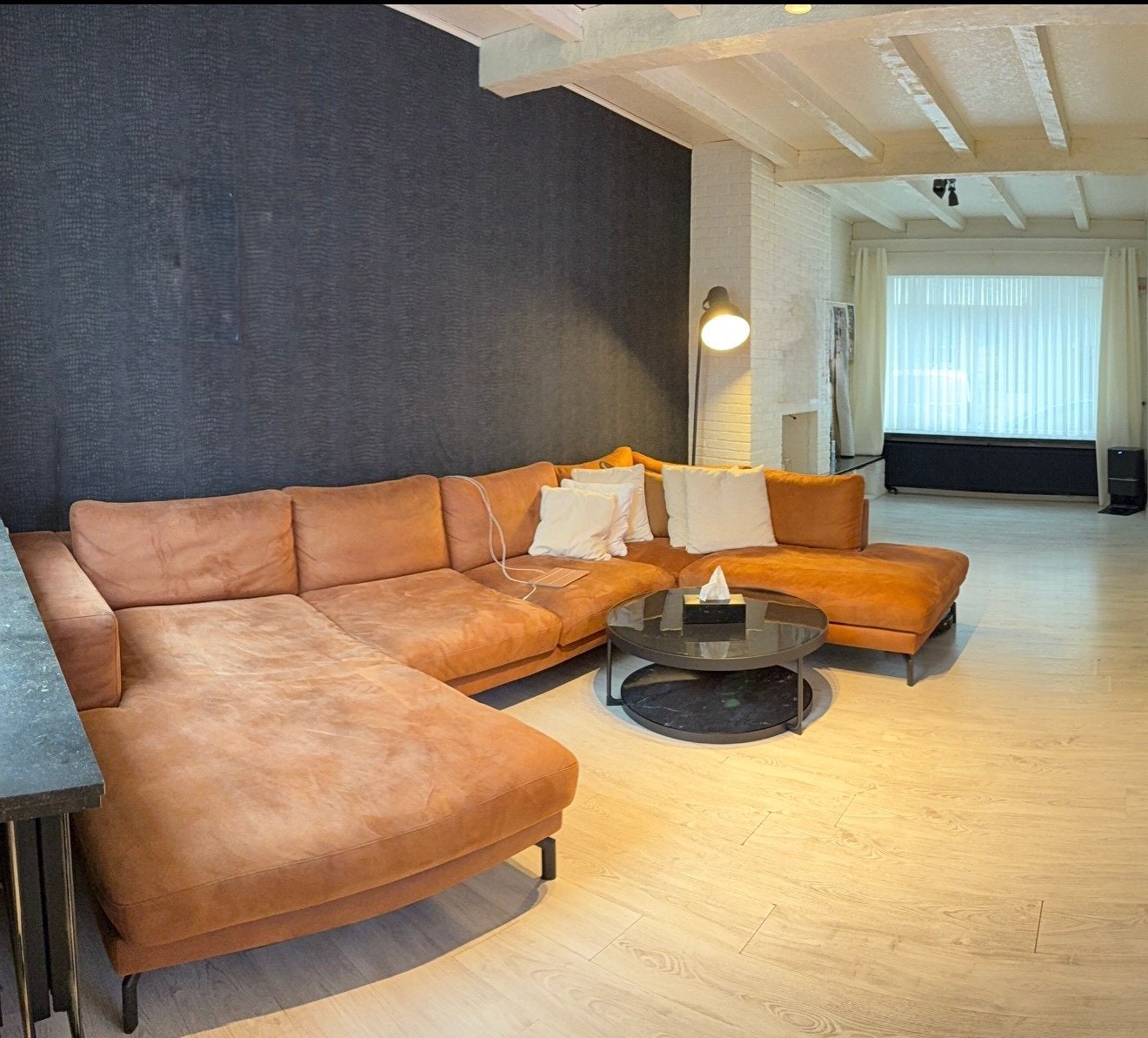 Hoekbank cognac kleur (weba), Ophalen, Gebruikt