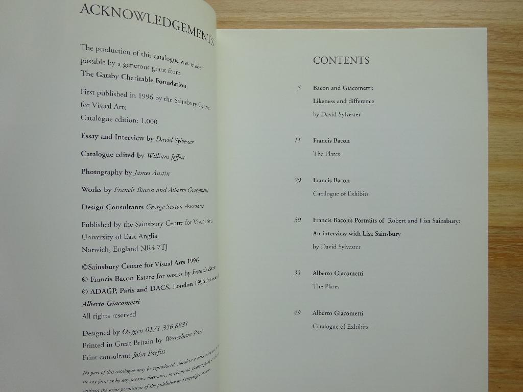 Francis Bacon and Alberto Giacometti, Portraits, 1996, Enlèvement, Comme neuf, Peinture et dessin