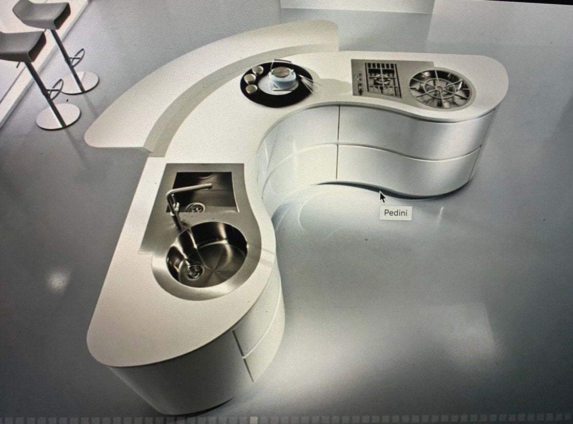 Moderne design keuken eiland wit Pedini Dune, Brillant ou Laqué, Comme neuf, Enlèvement, Autres types