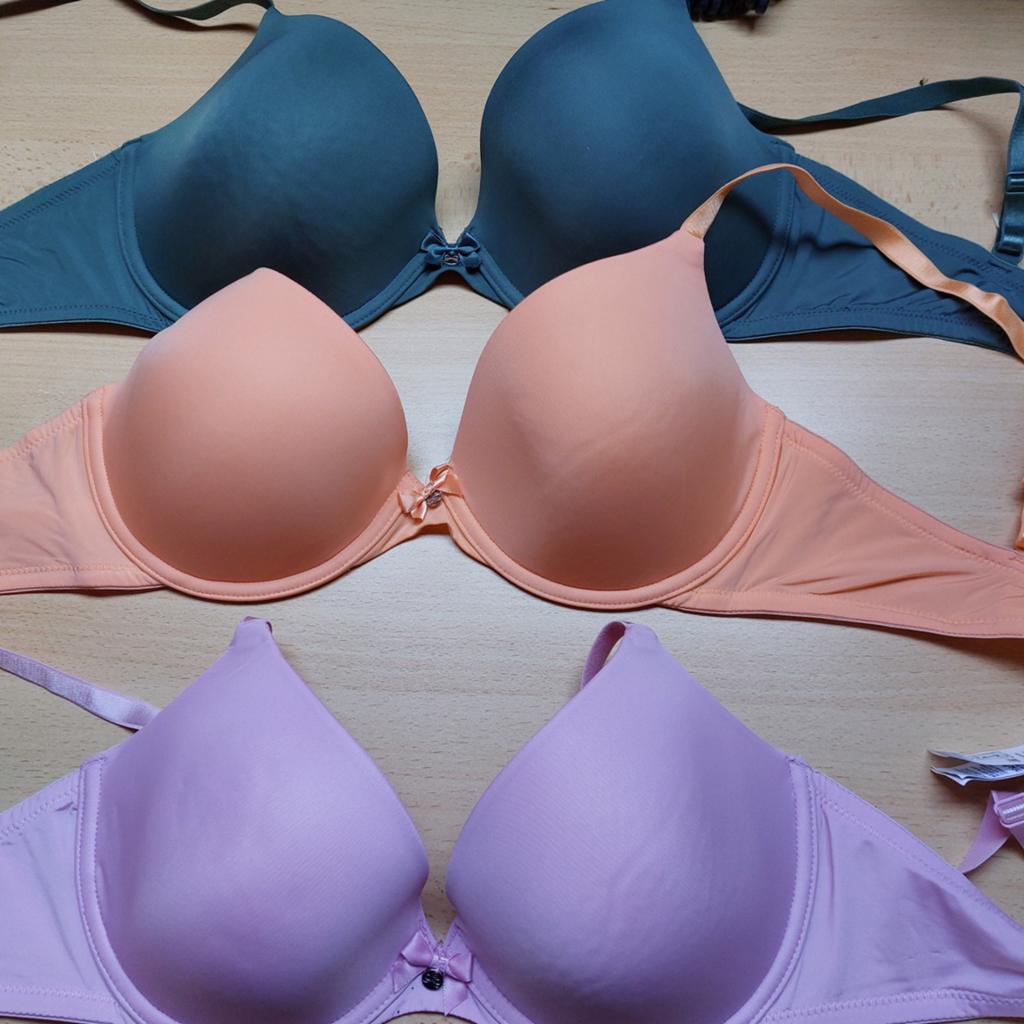 3 nieuwe voorgevormde beha's 80C, donkergroene 80D, Ophalen, Oranje
