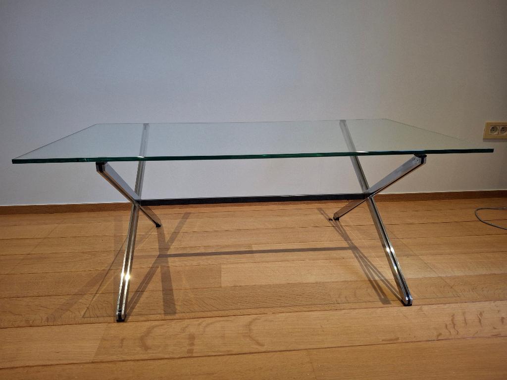 Knoll vintage Parallel koffietafel met glazen blad, ’60, Ophalen, Minder dan 45 cm, Gebruikt, Glas