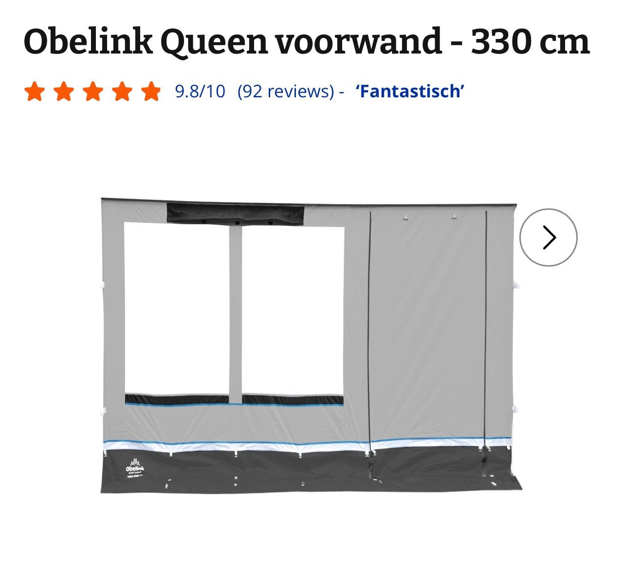Voorwand luifeltent 330 cm, Caravans en Kamperen, Ophalen, Zo goed als nieuw